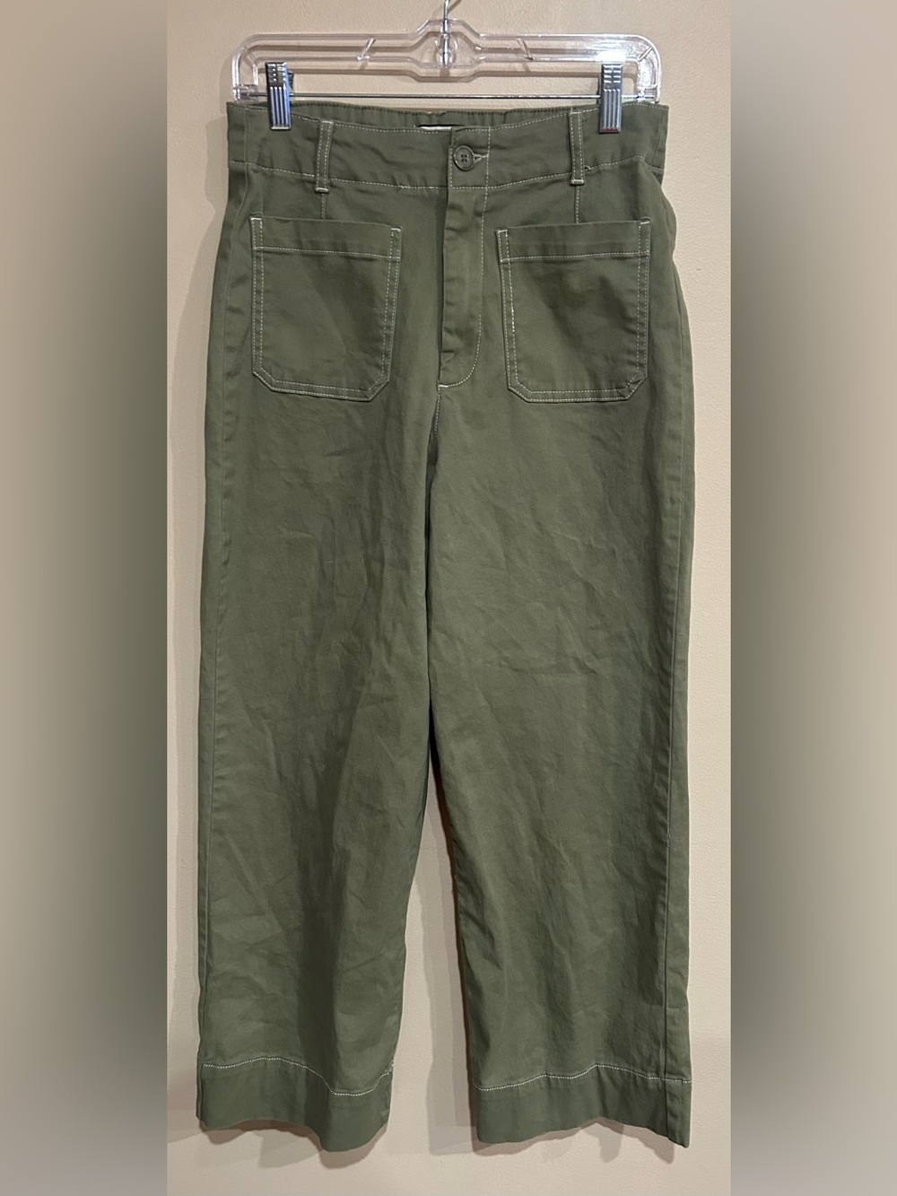 Bagatelle New York Green Cropped Wide Leg Utility Pants Size 10 High Waist Boho